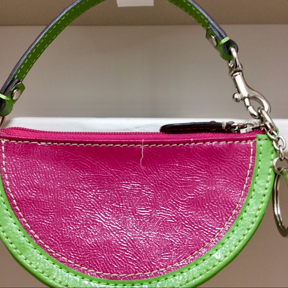 Coach Vintage Watermelon Coin Pouch Pink Green Patent Leather Y2K - Picture 13 of 14